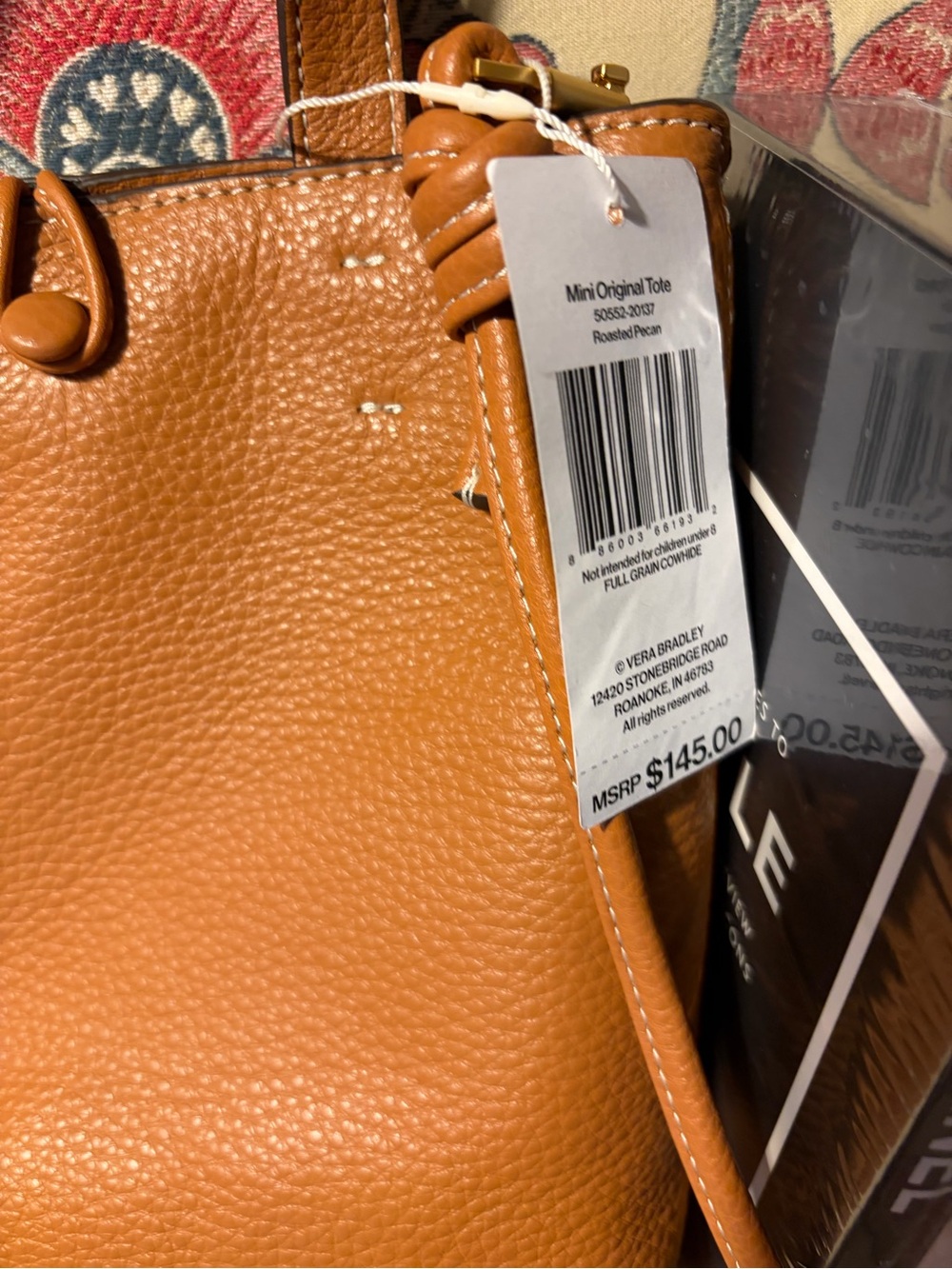 Vera Bradley NWT Pebbled Leather Mini Tote in Tan - Picture 2 of 7